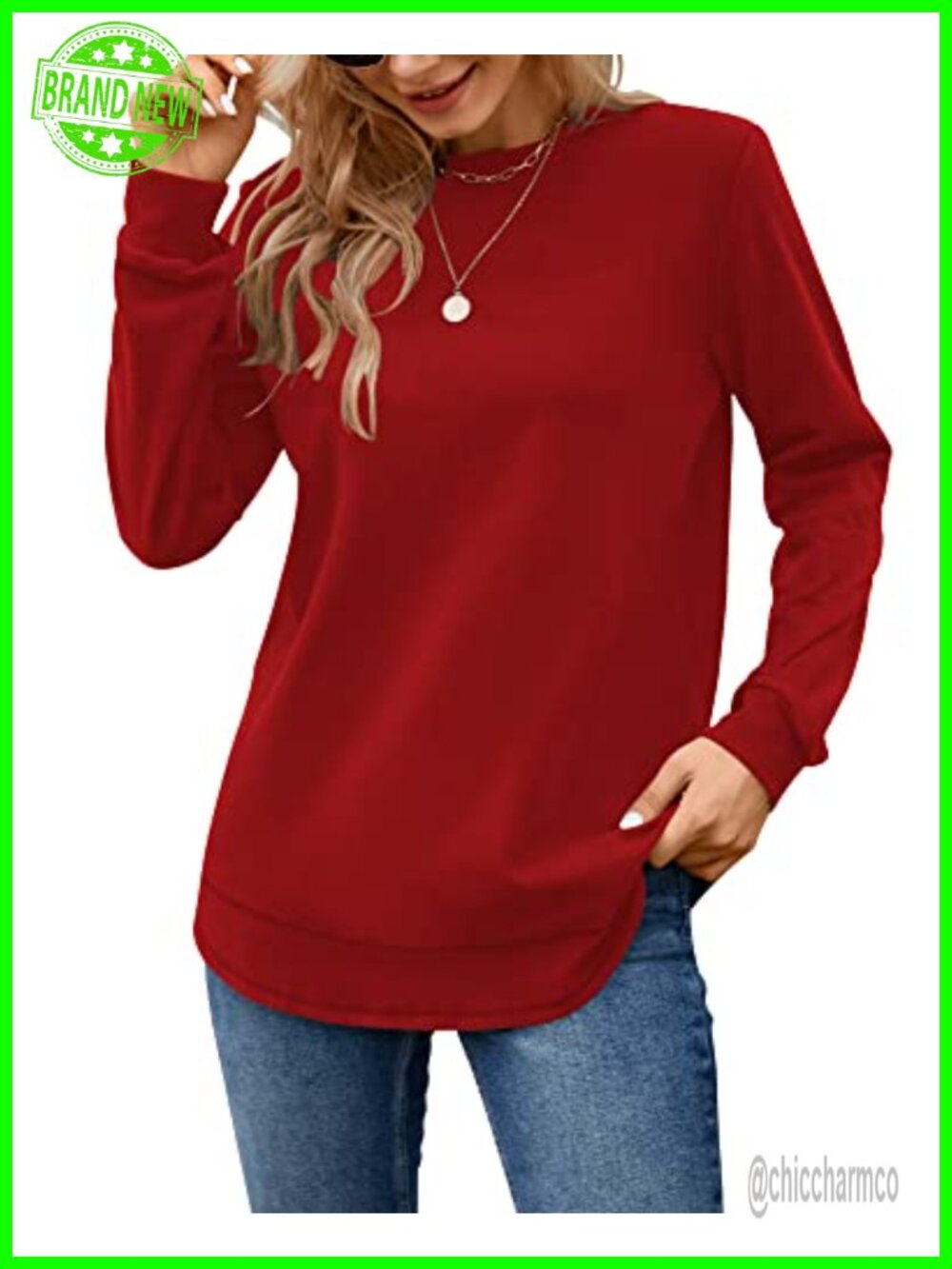 Women Tunic Sweatshirt Crewneck Long Sleeve Pullover Tops